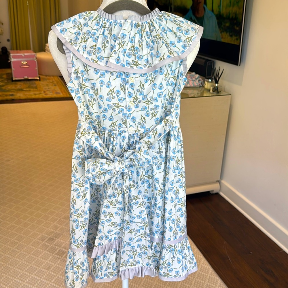 Los Encajeros - Girls Blue Floral Sleeveless Dress w/Peter Pan Collar - Size: 5 - Picture 5 of 7